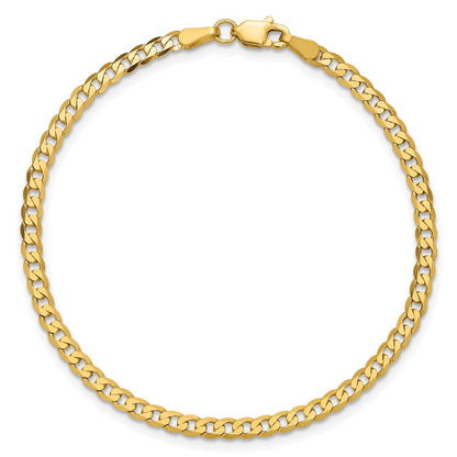 14K Gelbgold 2.9mm Flach Abgeschrägt Panzer mit Karabinerverschluss Gliederarmband