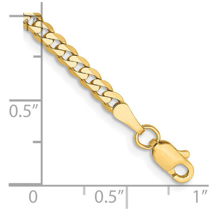 14K Gelbgold 2.9mm Flach Abgeschrägt Panzer mit Karabinerverschluss Anket Kette Fußkettchen