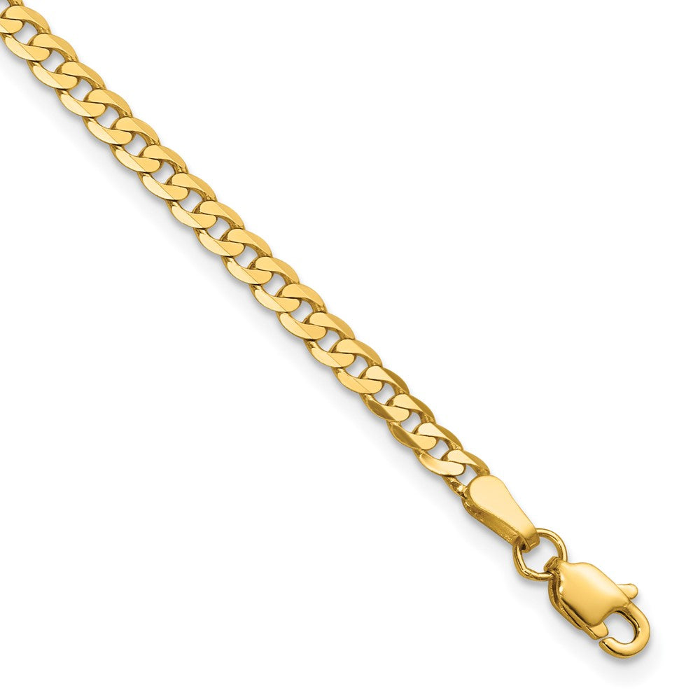 14K Gelbgold 2.9mm Flach Abgeschrägt Panzer mit Karabinerverschluss Anket Kette Fußkettchen