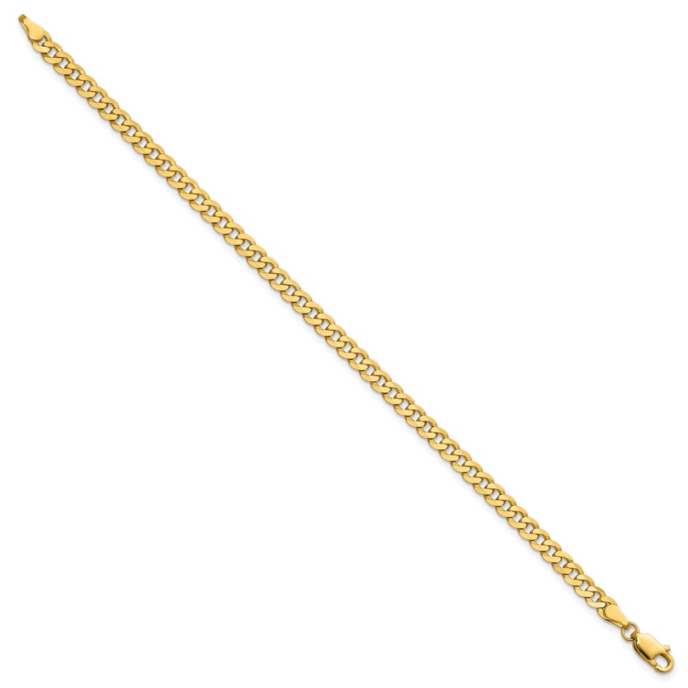 14K Gelbgold 3.9mm Flach Abgeschrägt Panzer mit Karabinerverschluss Gliederarmband