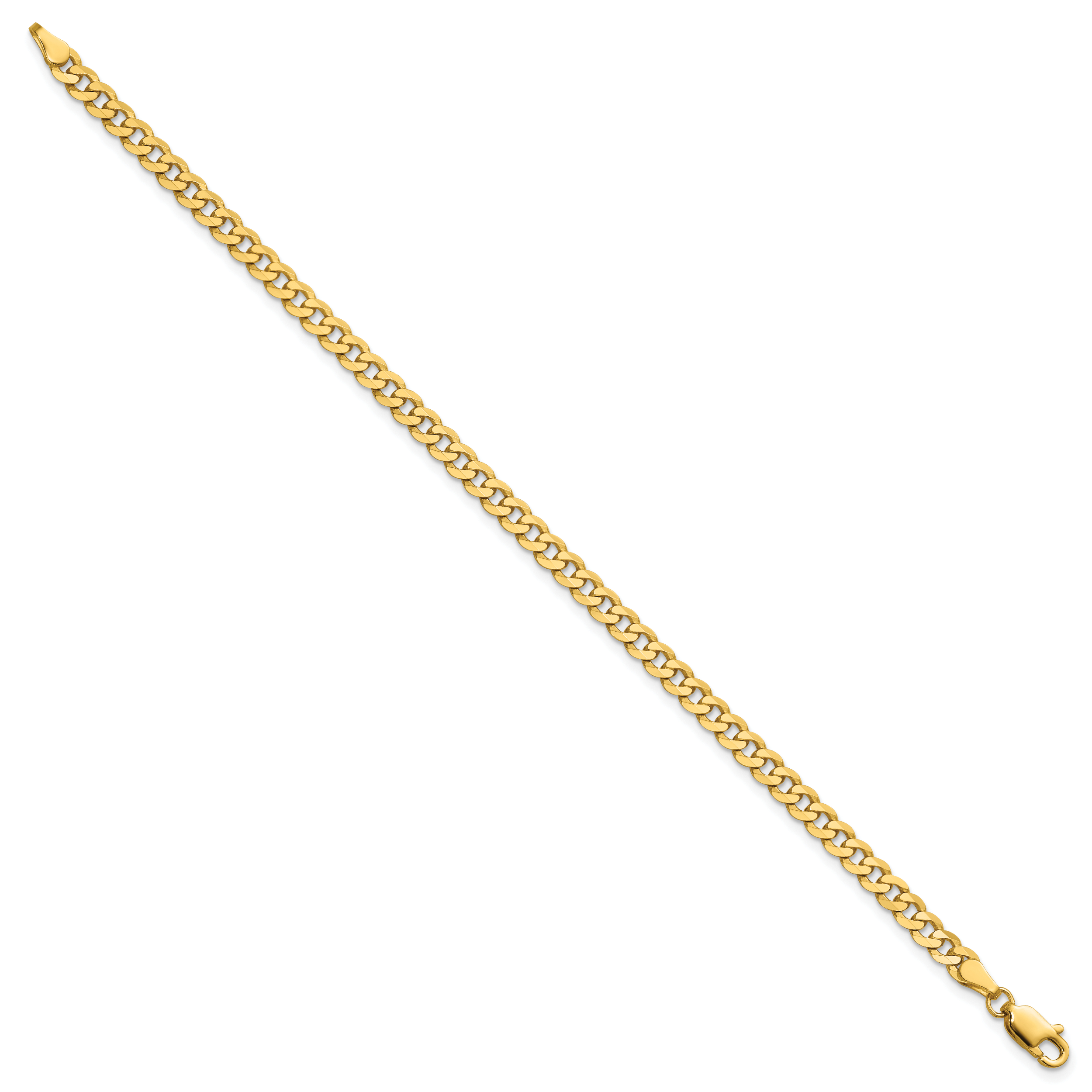 14K Gelbgold 3.9mm Flach Abgeschrägt Panzer mit Karabinerverschluss Kette Fußkettchen