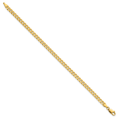 14K Gelbgold 3.9mm Flach Abgeschrägt Panzer mit Karabinerverschluss Kette Fußkettchen