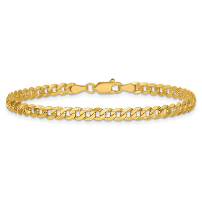 14K Gelbgold 3.9mm Flach Abgeschrägt Panzer mit Karabinerverschluss Kette Fußkettchen