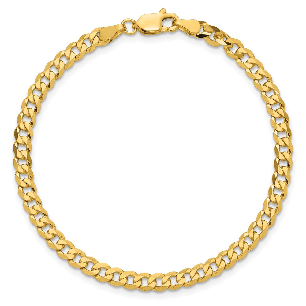 14K Gelbgold 3.9mm Flach Abgeschrägt Panzer mit Karabinerverschluss Gliederarmband