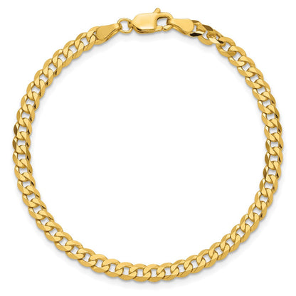 14K Gelbgold 3.9mm Flach Abgeschrägt Panzer mit Karabinerverschluss Gliederarmband