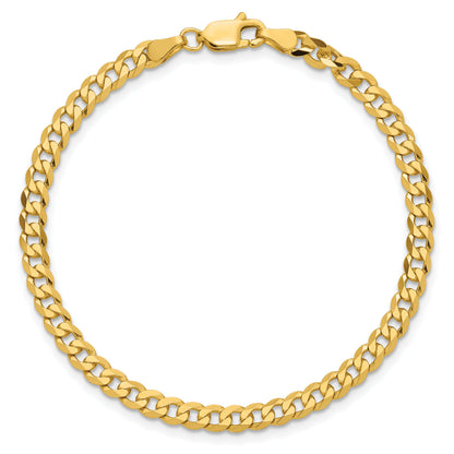 14K Gelbgold 3.9mm Flach Abgeschrägt Panzer mit Karabinerverschluss Kette Fußkettchen