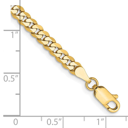 14K Gelbgold 3.9mm Flach Abgeschrägt Panzer mit Karabinerverschluss Gliederarmband