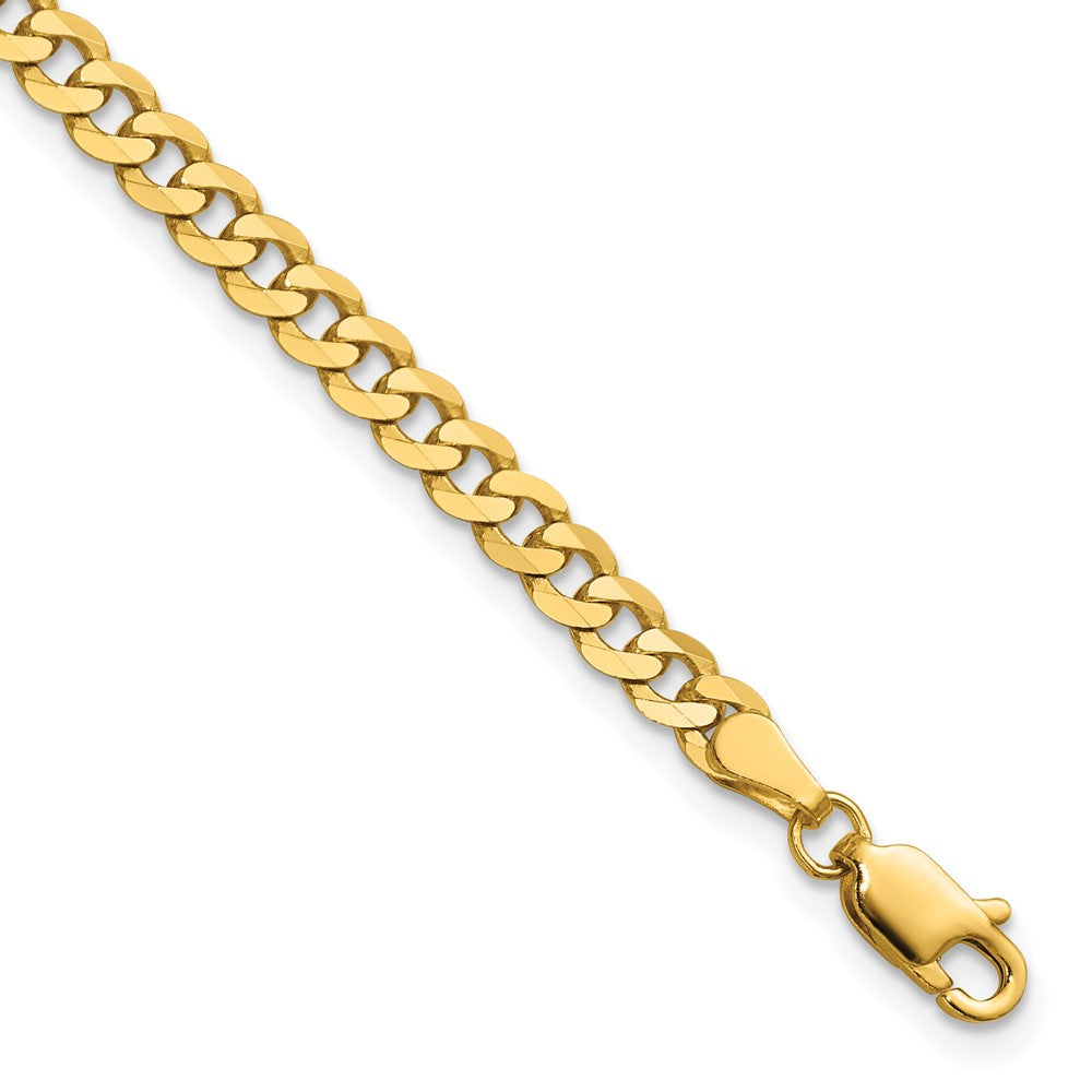 14K Gelbgold 3.9mm Flach Abgeschrägt Panzer mit Karabinerverschluss Gliederarmband