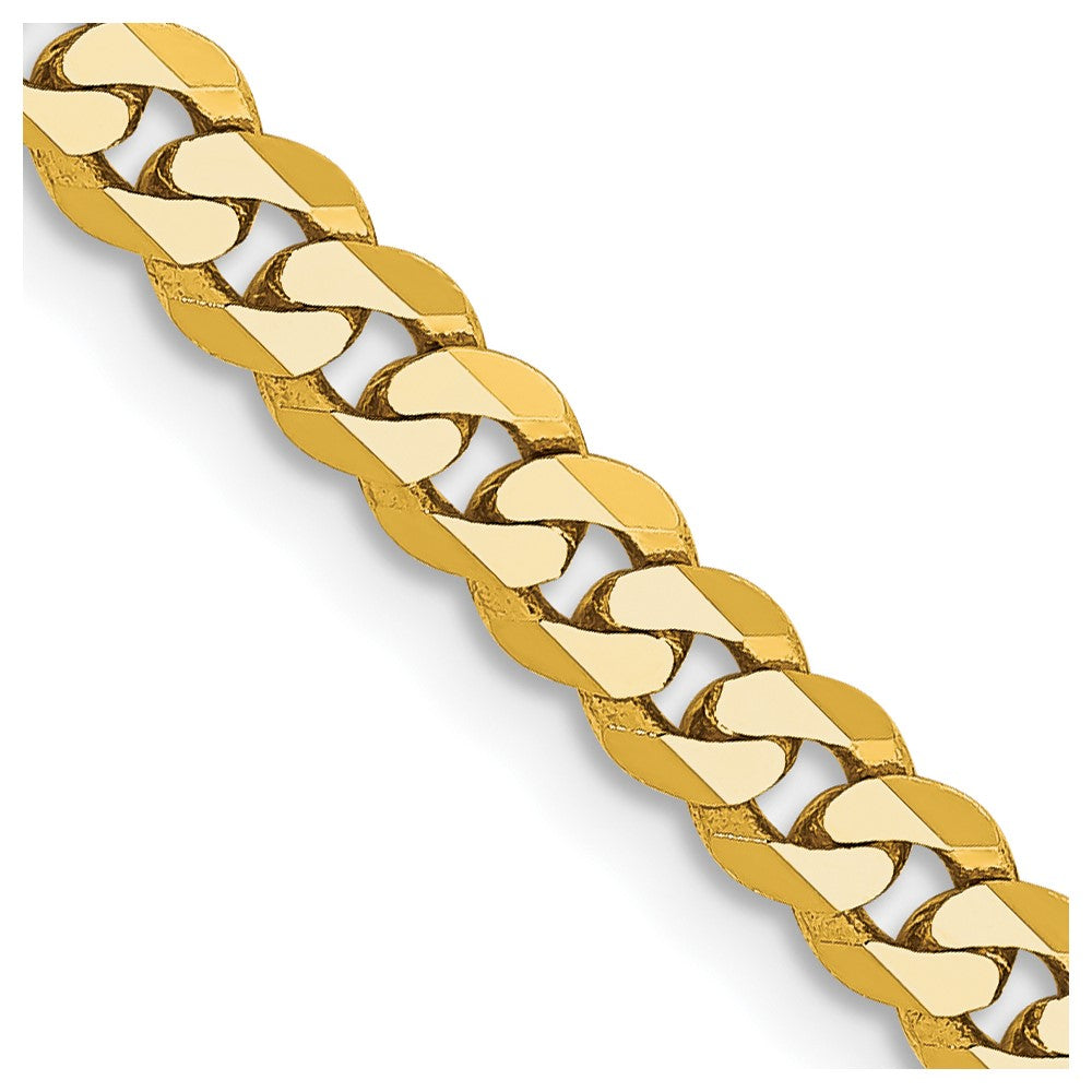 14K Gelbgold 3.9mm Flach Abgeschrägt Panzer mit Karabinerverschluss Halskette