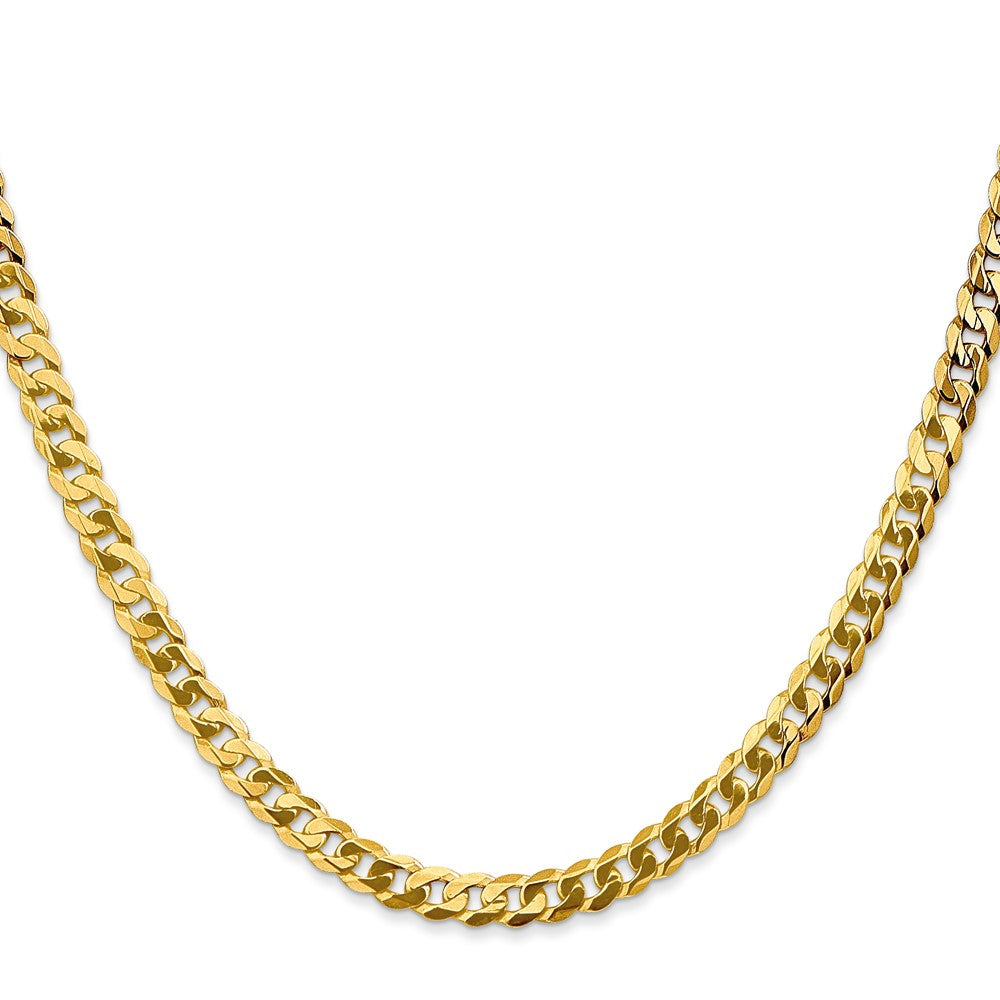 Massiv 14K Gelbgold 4.75mm Flach Abgeschrägt Panzer mit Karabinerverschluss Halskette