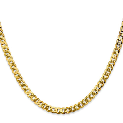 Massiv 14K Gelbgold 4.75mm Flach Abgeschrägt Panzer mit Karabinerverschluss Halskette