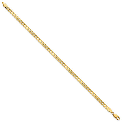 Massiv 14K Gelbgold 4.75mm Flach Abgeschrägt Panzer mit Karabinerverschluss Gliederarmband
