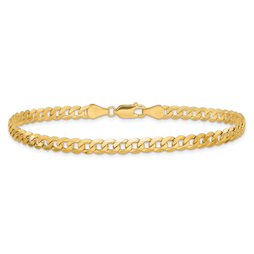 Massiv 14K Gelbgold 4.75mm Flach Abgeschrägt Panzer mit Karabinerverschluss Kette Fußkettchen