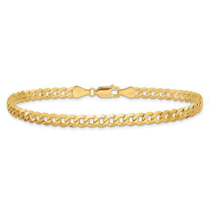 Massiv 14K Gelbgold 4.75mm Flach Abgeschrägt Panzer mit Karabinerverschluss Kette Fußkettchen