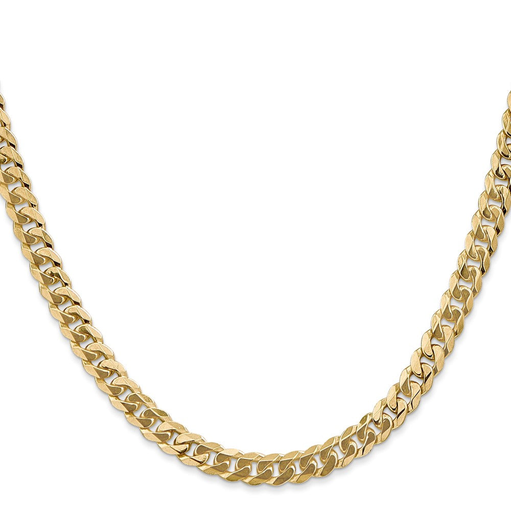 Massiv 14K Gelbgold 5.75mm Flach Abgeschrägt Panzer mit Karabinerverschluss Halskette