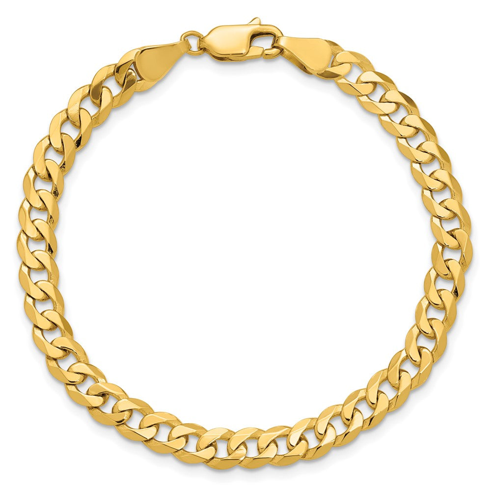 Massiv 14K Gelbgold 5.75mm Flach Abgeschrägt Panzer mit Karabinerverschluss Gliederarmband