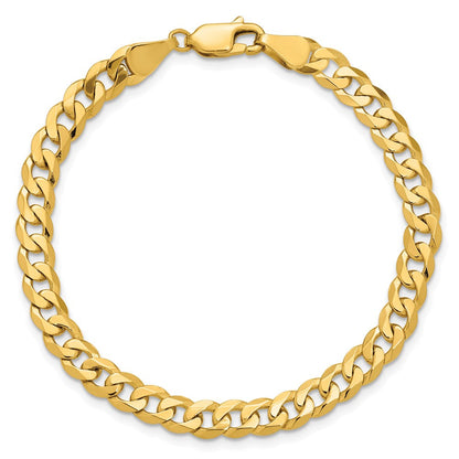 Massiv 14K Gelbgold 5.75mm Flach Abgeschrägt Panzer mit Karabinerverschluss Gliederarmband