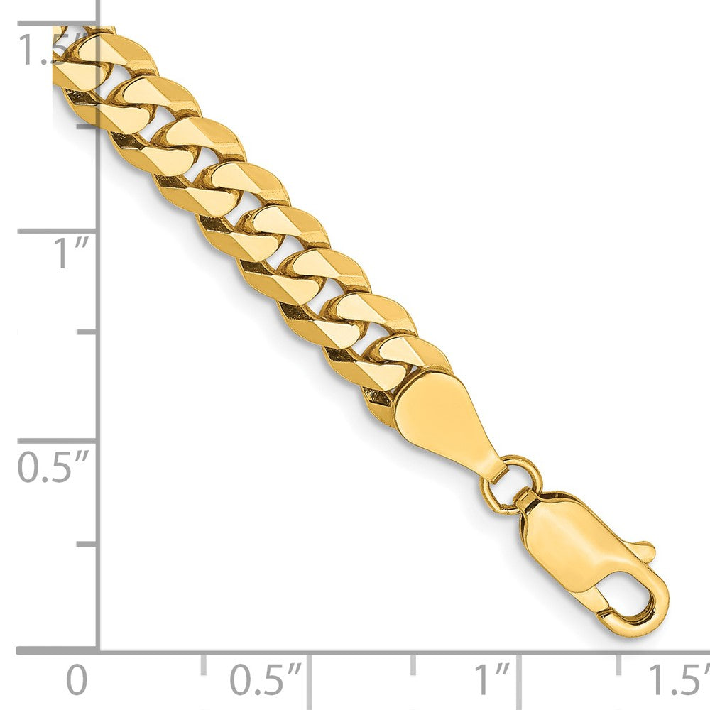 Massiv 14K Gelbgold 5.75mm Flach Abgeschrägt Panzer mit Karabinerverschluss Gliederarmband