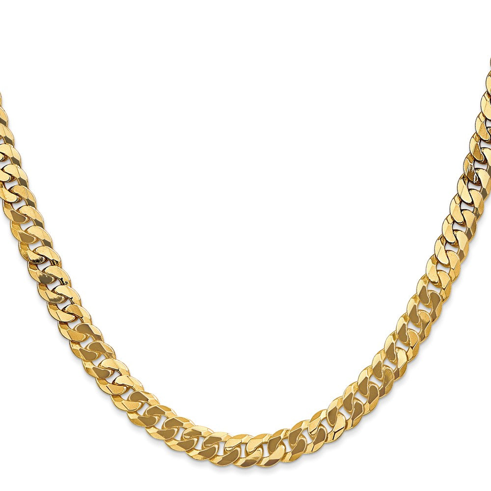 Massiv 14K Gelbgold 6.25mm Flach Abgeschrägt Panzer mit Karabinerverschluss Halskette