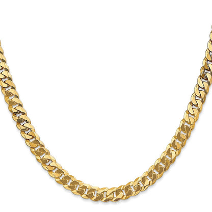 Massiv 14K Gelbgold 6.25mm Flach Abgeschrägt Panzer mit Karabinerverschluss Halskette