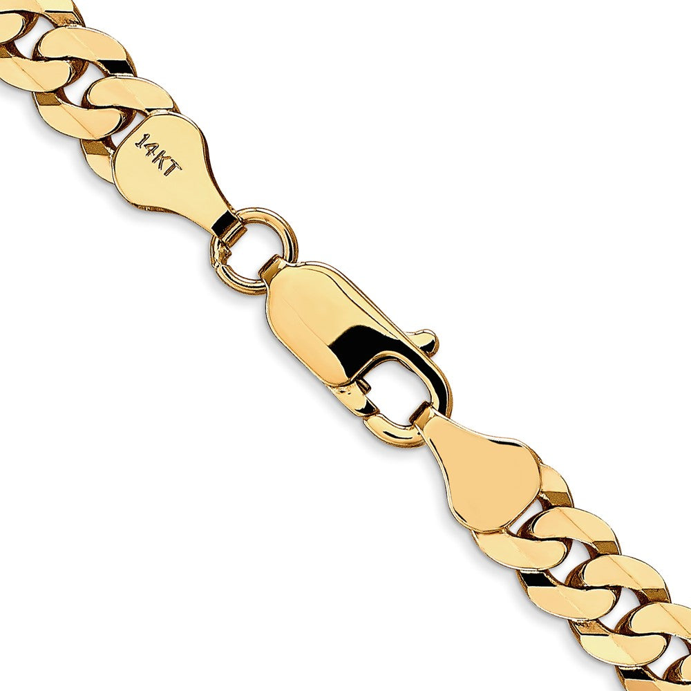 Massiv 14K Gelbgold 6.25mm Flach Abgeschrägt Panzer mit Karabinerverschluss Halskette