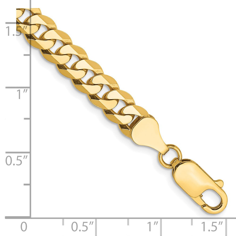 Massiv 14K Gelbgold 6.25mm Flach Abgeschrägt Panzer mit Karabinerverschluss Gliederarmband