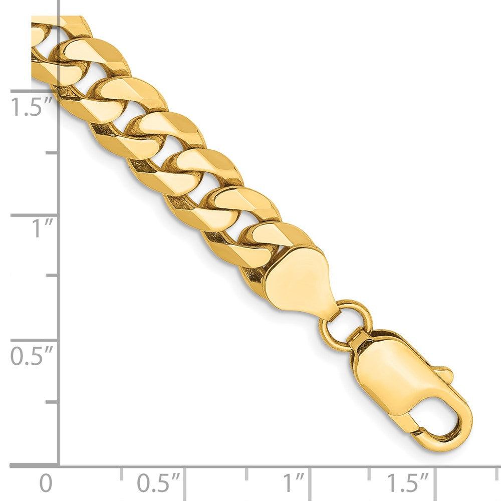Massiv 14K Gelbgold 8mm Flach Abgeschrägt Panzer mit Karabinerverschluss Gliederarmband