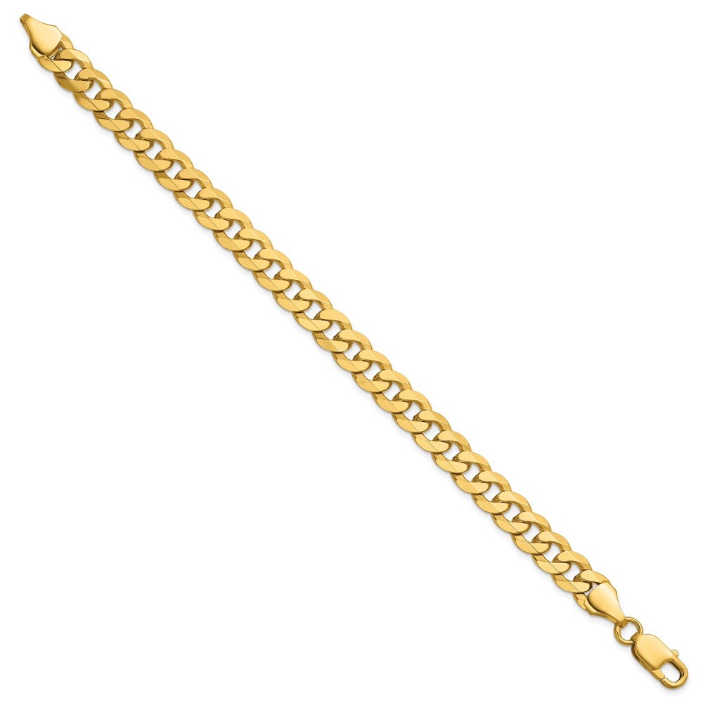 Massiv 14K Gelbgold 8.5mm Flach Abgeschrägt Panzer mit Karabinerverschluss Gliederarmband