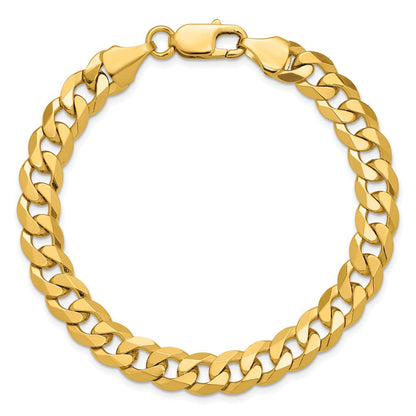 Massiv 14K Gelbgold 8.5mm Flach Abgeschrägt Panzer mit Karabinerverschluss Gliederarmband