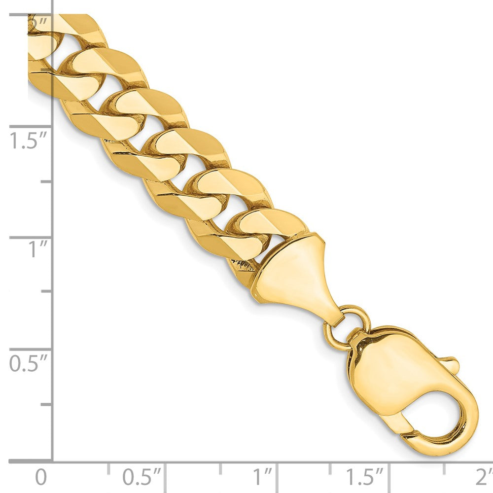 Massiv 14K Gelbgold 9.5mm Flach Abgeschrägt Panzer mit Karabinerverschluss Gliederarmband