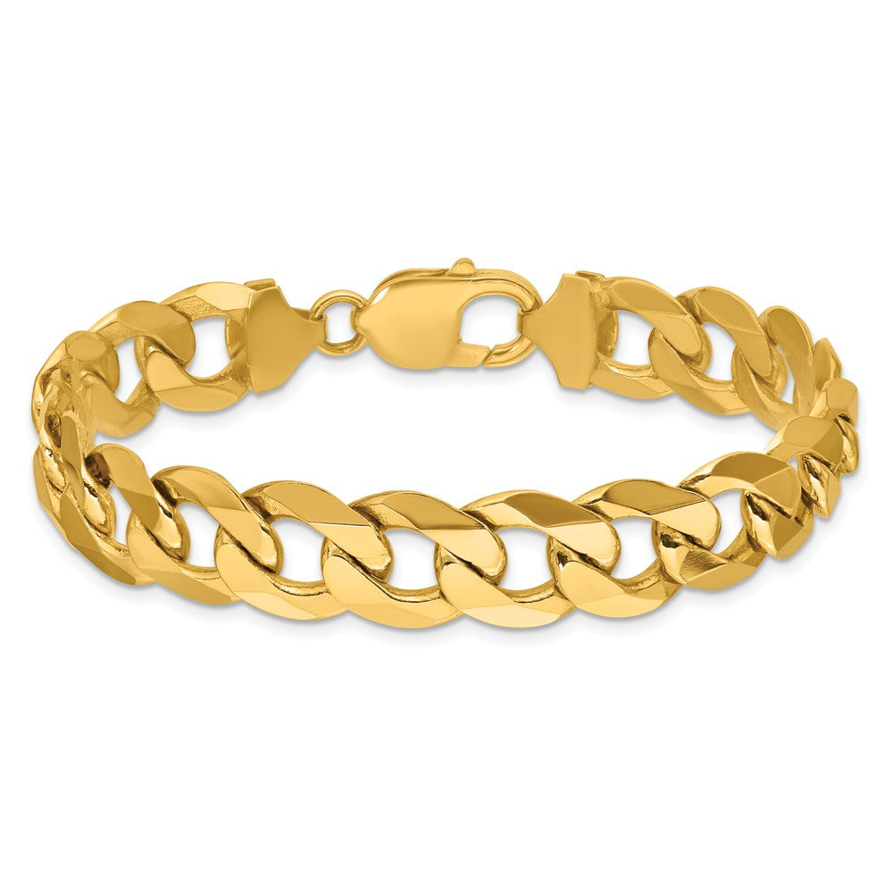 14K Gelbgold 12.0mm Flach Abgeschrägt Panzer Gliederarmband