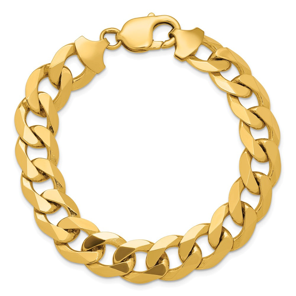 14K Gelbgold 12.0mm Flach Abgeschrägt Panzer Gliederarmband