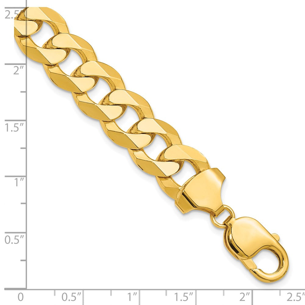 14K Gelbgold 12.0mm Flach Abgeschrägt Panzer Gliederarmband