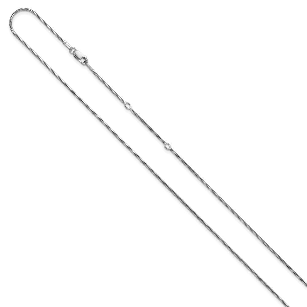 18 Zoll Sterlingsilber Ss Rhodiniert Platin 1.1mm Rund Schlange 1 Zoll+1 Zoll Verstellbar Halskette