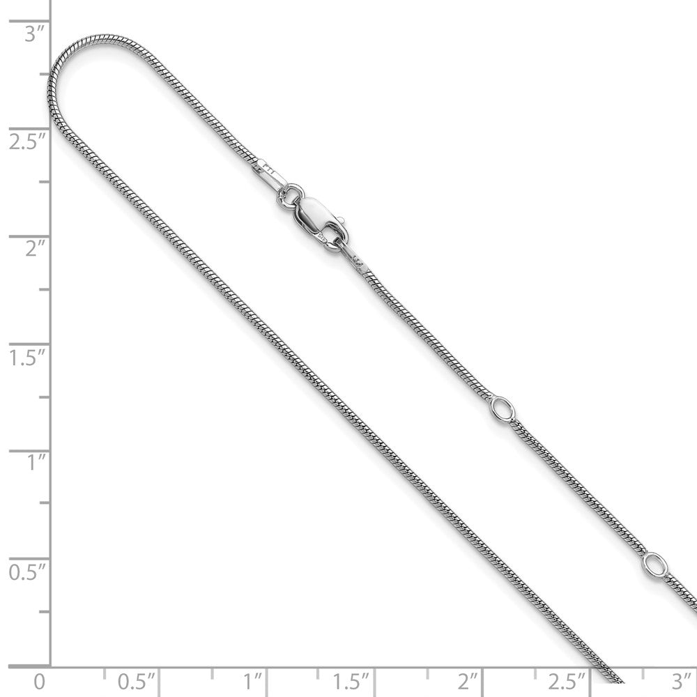 18 Zoll Sterlingsilber Ss Rhodiniert Platin 1.1mm Rund Schlange 1 Zoll+1 Zoll Verstellbar Halskette