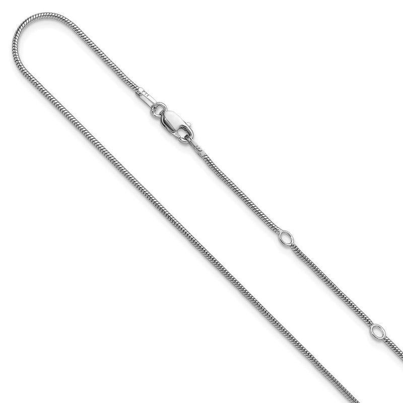18 Zoll Sterlingsilber Ss Rhodiniert Platin 1.1mm Rund Schlange 1 Zoll+1 Zoll Verstellbar Halskette