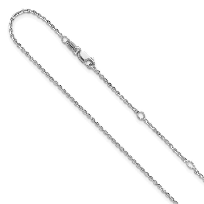 18 Zoll Sterlingsilber Ss Rhodiniert Platte Poliert/dia Schliff 1.45mm Ankerkette 1 Zoll+1 Zoll Verstellbar Halskette