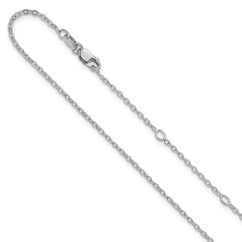 18 Zoll Sterlingsilber Ss Rhodiniert Platin Poliert/dia Schliff 1.4mm Ankerkette 1 Zoll+1 Zoll Verstellbar Halskette