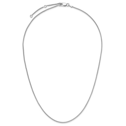 18 Zoll Sterlingsilber Rhodiniert 1.3mm Ährenkette 1 Zoll+1 Zoll Verstellbar Halskette