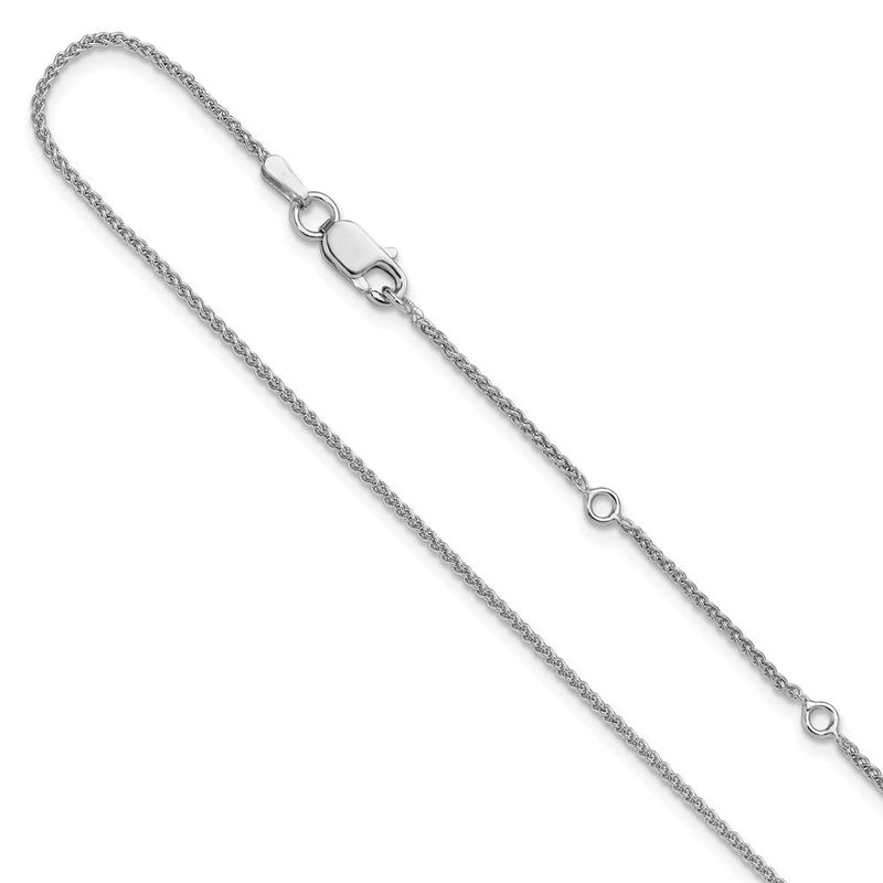 18 Zoll Sterlingsilber Rhodiniert 1.3mm Ährenkette 1 Zoll+1 Zoll Verstellbar Halskette