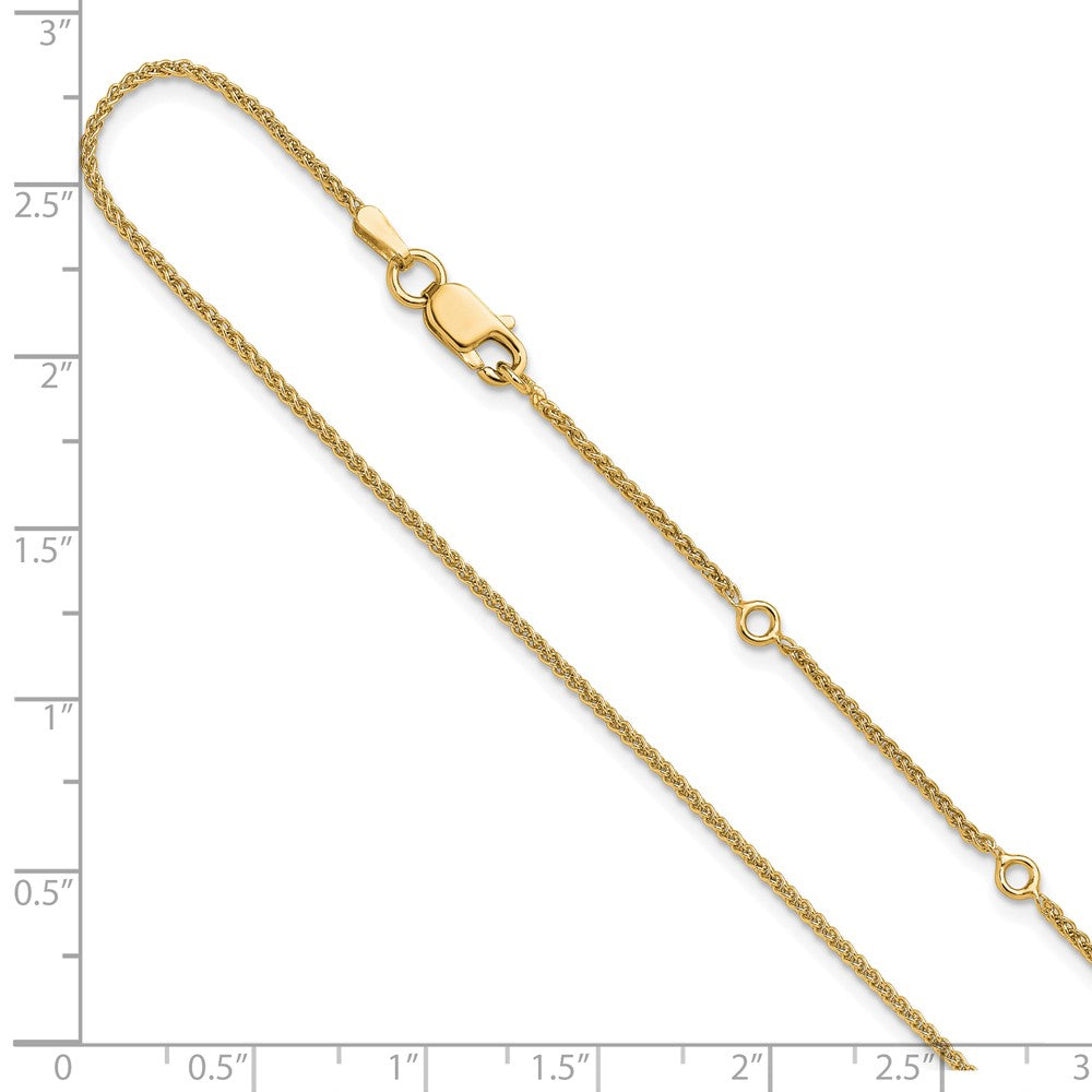 18 Zoll Vergoldet Sterlingsilber 1.3mm Ährenkette 1 Zoll+1 Zoll Verstellbar Halskette