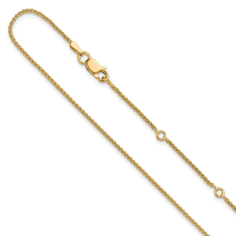 18 Zoll Vergoldet Sterlingsilber 1.3mm Ährenkette 1 Zoll+1 Zoll Verstellbar Halskette