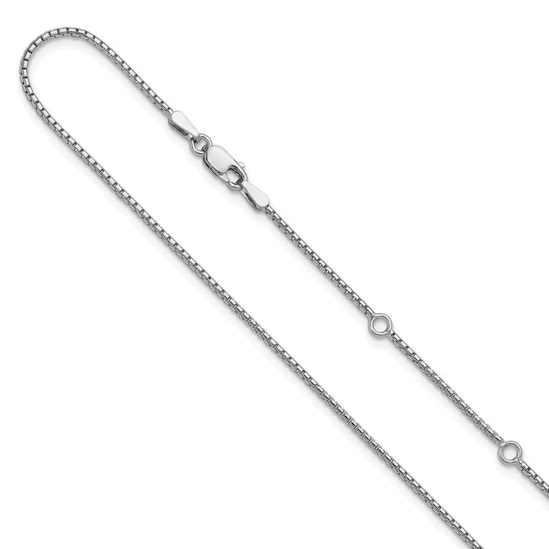18 Zoll Sterlingsilber Rhodiniert 1.25mm Rund Venezianer 1 Zoll+1 Zoll Adj. Halskette
