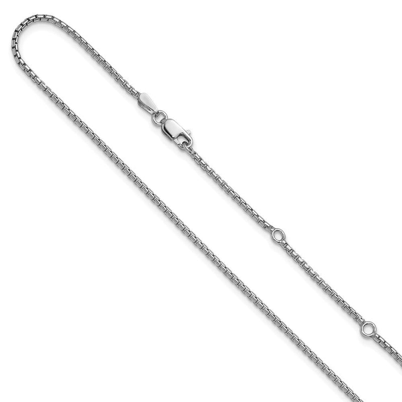 Sterlingsilber Rhodiniert 1.2mm Diamantiert 1 Zoll+1 Zoll Verstellbar Cha