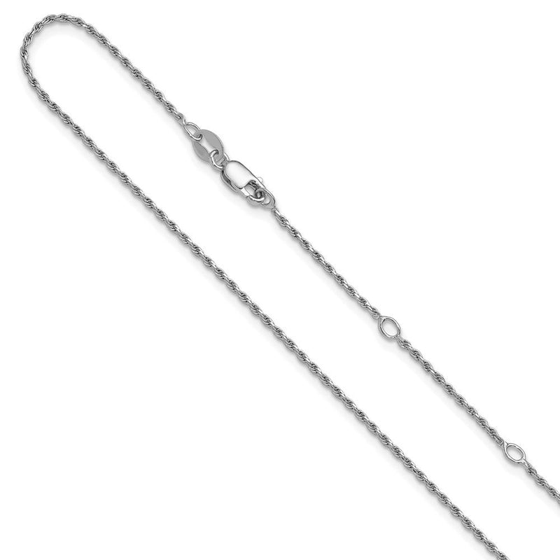 18 Zoll Sterlingsilber Rhodiniert Plt 1.2mm Diamantiert Kordel 1 Zoll+1 Zoll Verstellbar Halskette