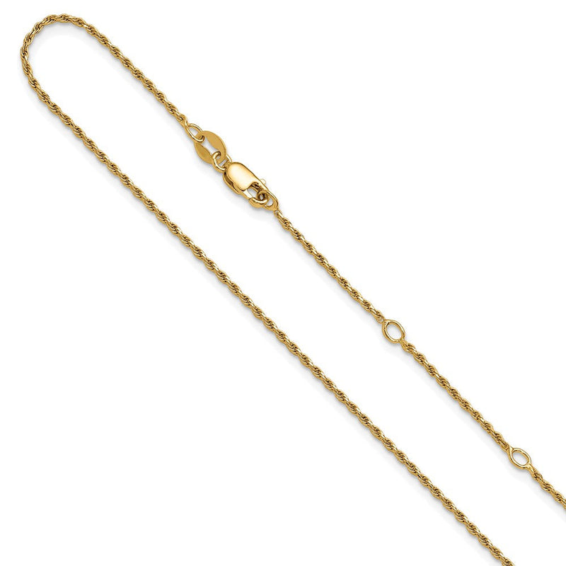 Vergoldet Sterlingsilber 1.2mm Diamantiert Kordel 1 Zoll+1 Zoll Verstellbar Chai