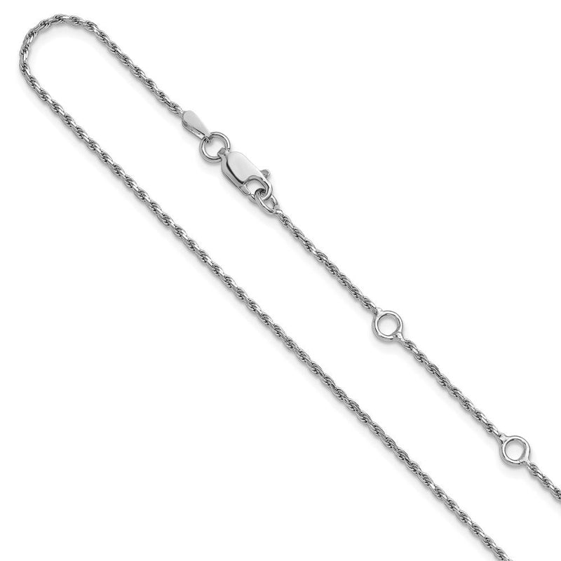 18 Zoll Sterlingsilber Rhodiniert Plt 1.4mm Diamantiert Kordel 1 Zoll+1 Zoll Verstellbar Halskette