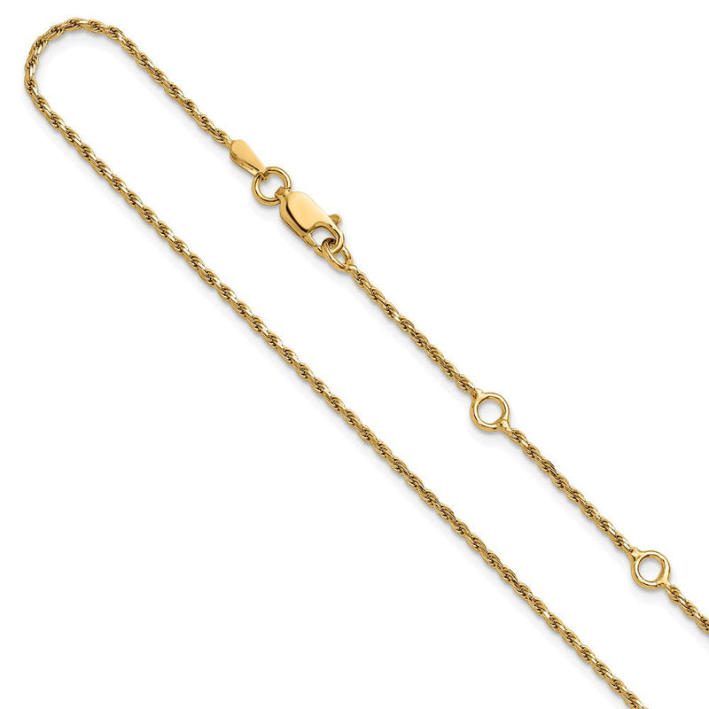 Vergoldet Sterlingsilber 1.4mm Diamantiert Kordel 1 Zoll+1 Zoll Verstellbar Chai