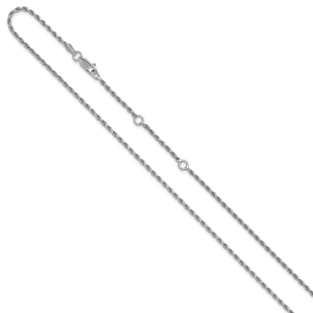 18 Zoll Sterlingsilber Rhodiniert Plt 2mm Diamantiert Kordel 1 Zoll+1 Zoll Verstellbar Halskette