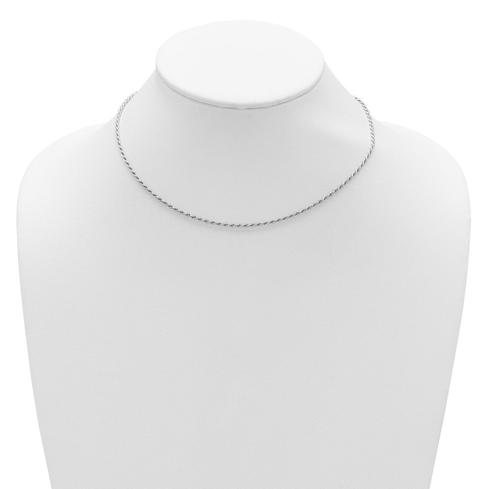 18 Zoll Sterlingsilber Rhodiniert Plt 2mm Diamantiert Kordel 1 Zoll+1 Zoll Verstellbar Halskette